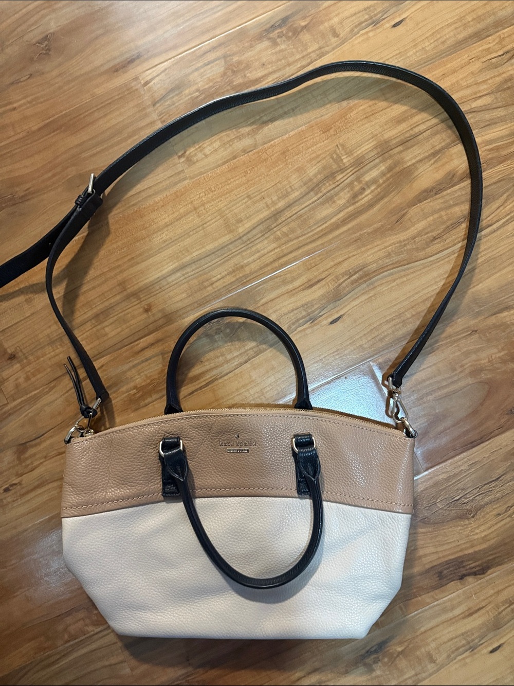 Kate SpadeTwo-Tone Satchel in Tan, Cream & Black